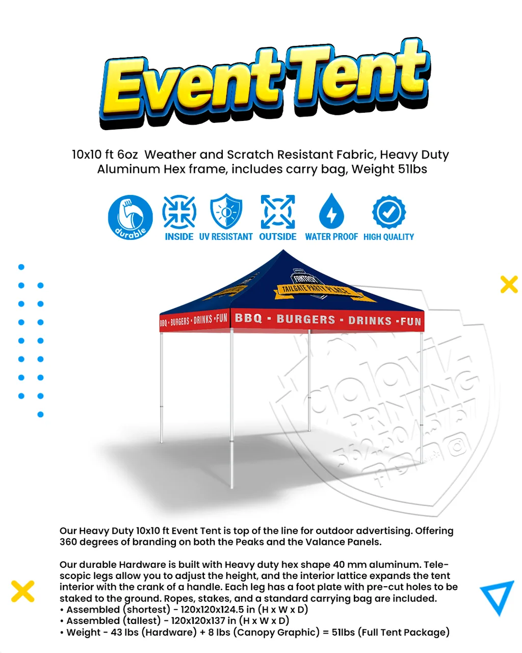 Carpa / Canopy — especificaciones