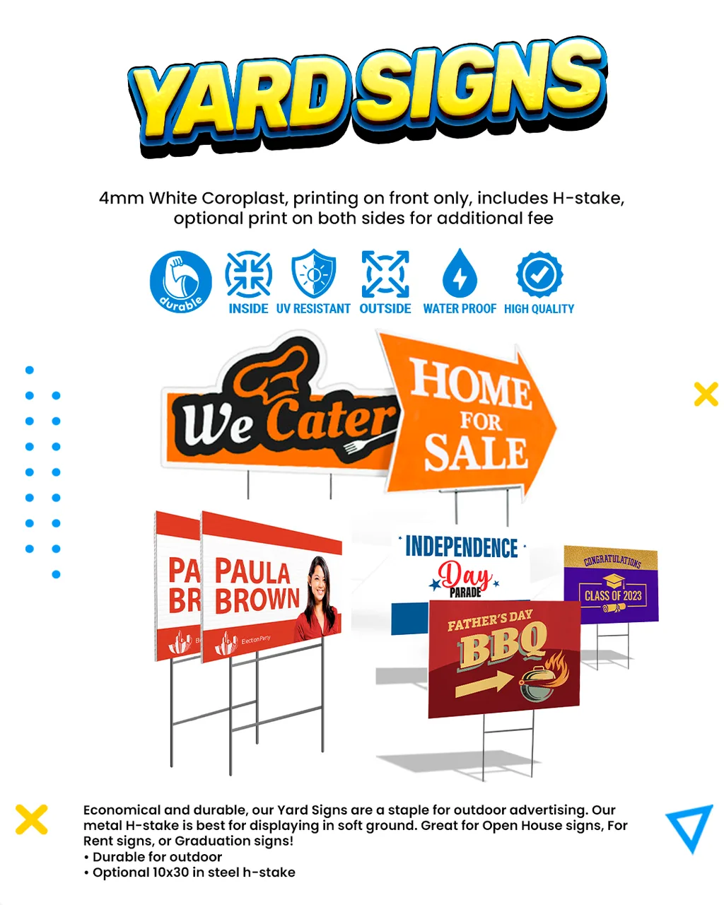 Letrero de Jardín (Yard Sign) — especificaciones